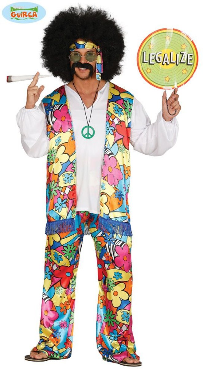 Hippie Kostuum | Kleurrijk Hair Hippie | Man | Maat 48-50 | Carnaval kostuum | Verkleedkleding